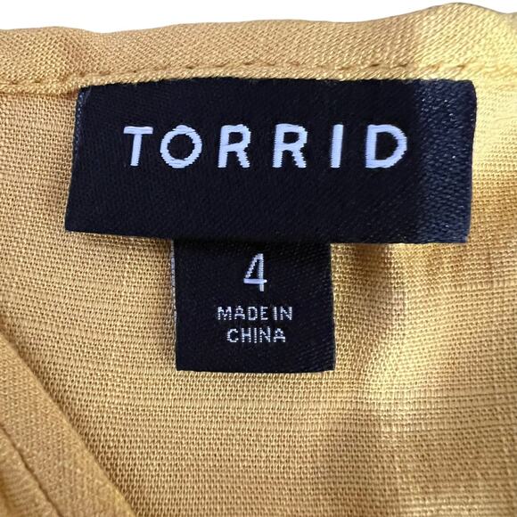 SOLD Torrid Peasant Tiered Yellow Blouse Sleeveless Tunic Top Spring Summer Siz - Picture 9 of 11
